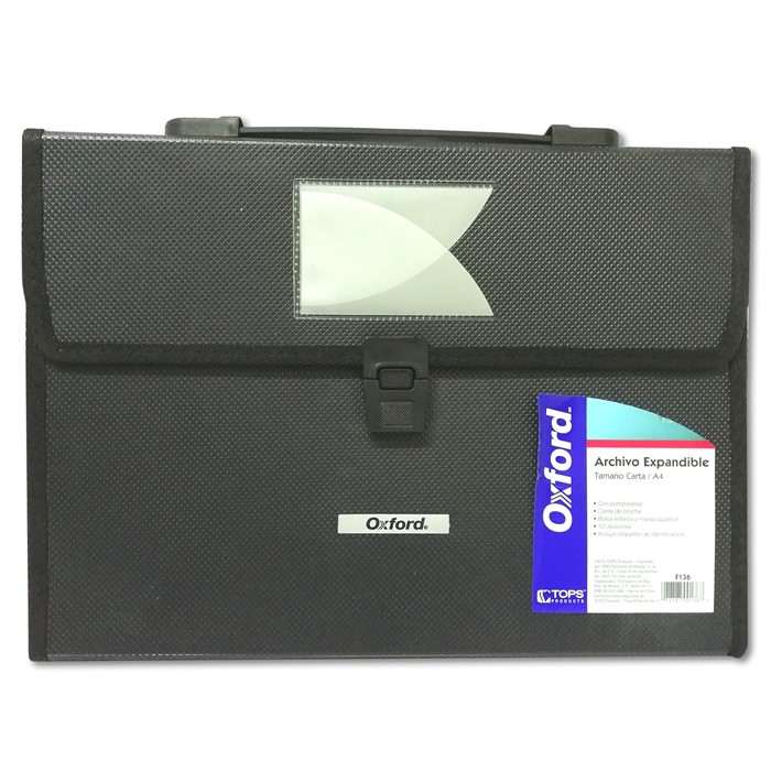 ARCHIVO EXPANDIBLE CARTA CON 12 DIVISIONES COLOR NEGRO