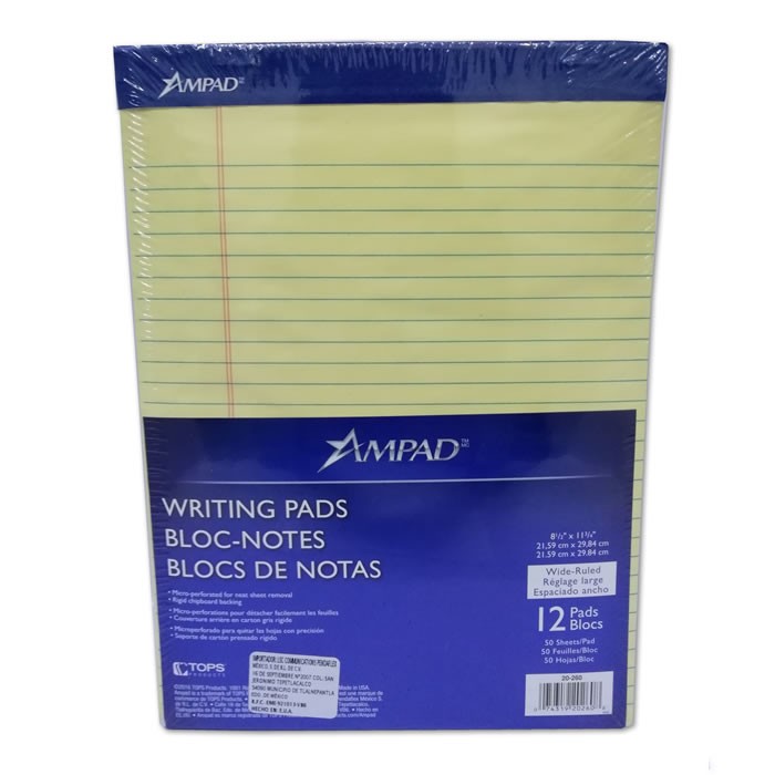 BLOCK RAYADO AMARILLO OPTICO 50HOJAS AMPAD CARTA