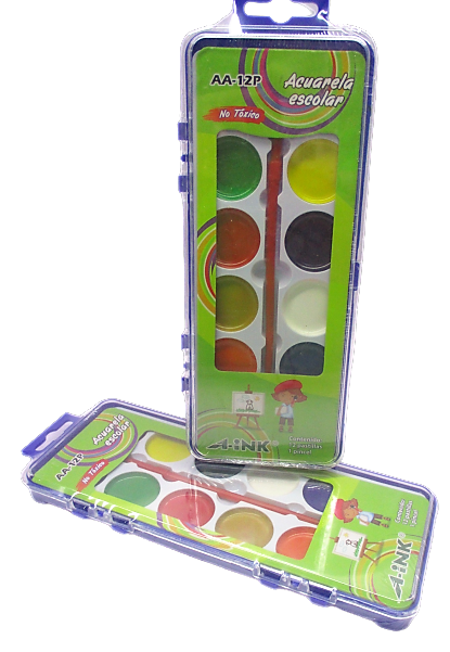 ACUARELA ESCOLAR CON 12 COLORES A-INK