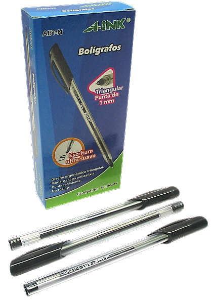 BOLIGRAFO TRIANGULAR MEDIANO COLOR NEGRO A-INK