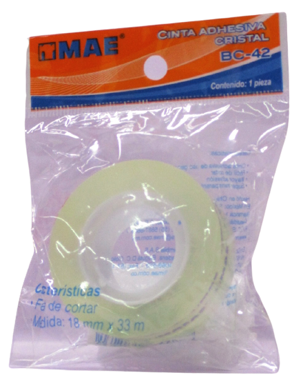CINTA ADHESIVA CRISTAL 18X33 MAE