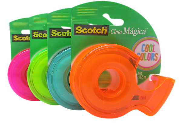 CINTA ADHESIVA MAGICA CON DESPACHADOR COOL COLORS 3M