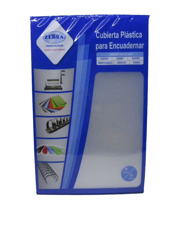 CUBIERTA PLASTICA KRISTAL TAMAÑO OFICIO CON 50 PIEZAS ZEBRA