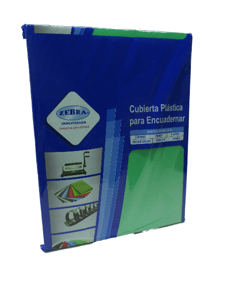 CUBIERTA PLASTICA VERDE MATE TAMAÑO CARTA CON 50 PIEZAS ZEBRA