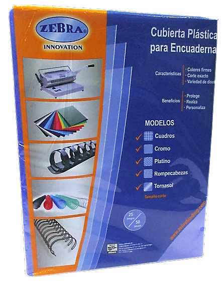 CUBIERTA PLASTICA AZUL TAMAÑO CARTA CON 50 PIEZAS