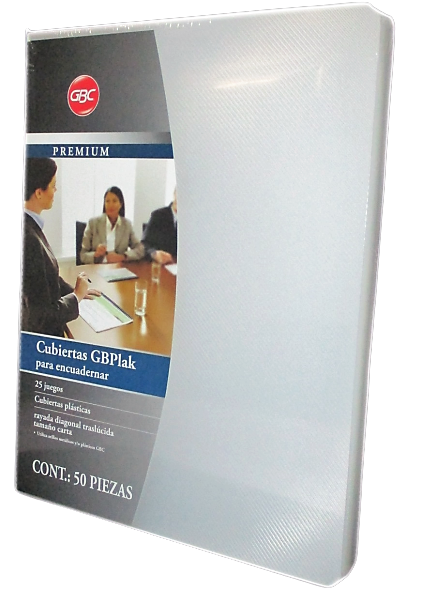 CUBIERTA PLASTICA CARTA GBC PREMIUM RAYADO CRISTAL