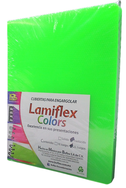 CUBIERTA PLASTICA LAMIFLEX TAMAÑO CARTA VERDE TRASLUCIDO